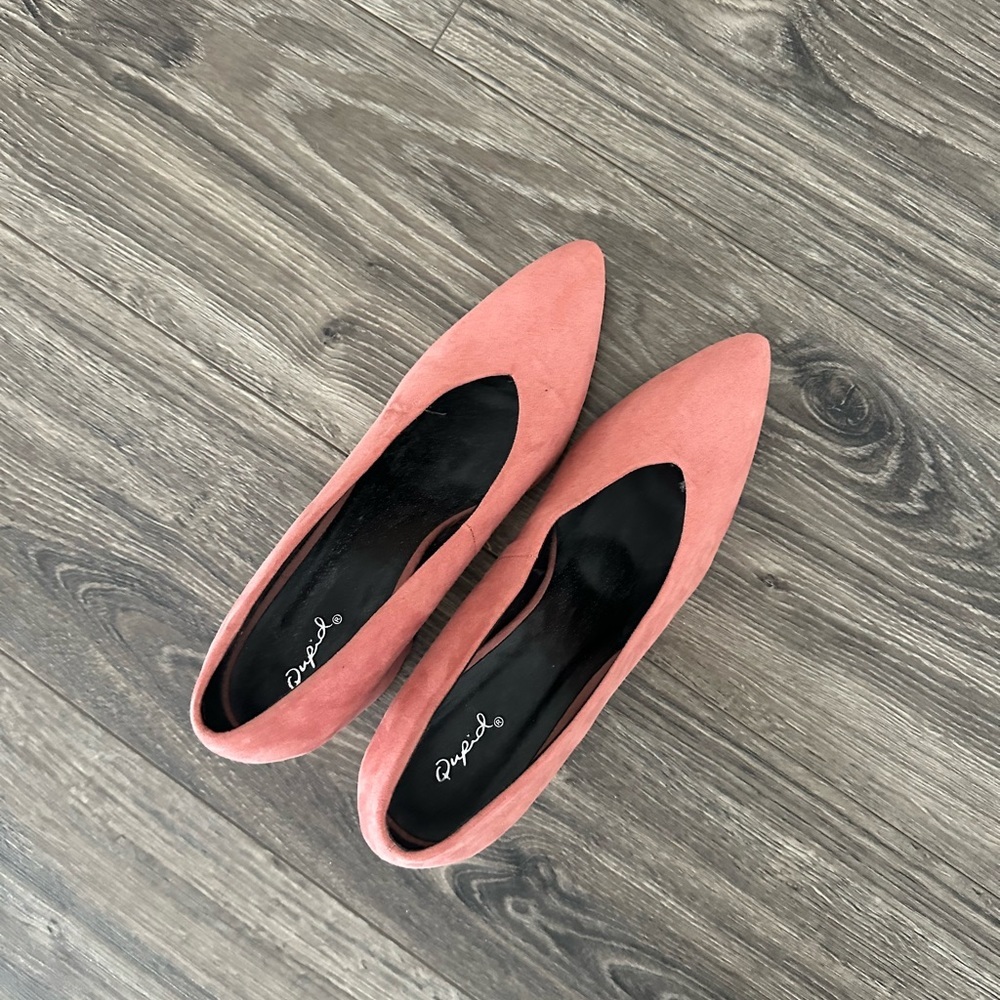 Qupid Pink Suede Block Heel Pump - Picture 3 of 3